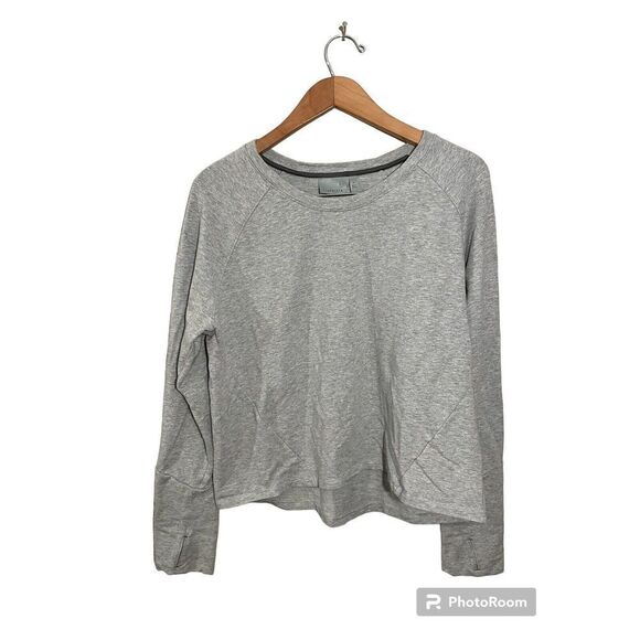 Athleta Idyllwild Long Sleeve Crewneck Sweatshirt Top‎ Boxy 138220 Large Gray - Picture 1 of 8